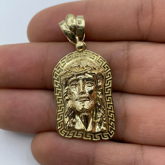 14K Jesus Head Medallion Pendant 1.75"