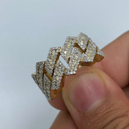 14K Gold 13MM Hawaiian Cuban Link Diamond Ring