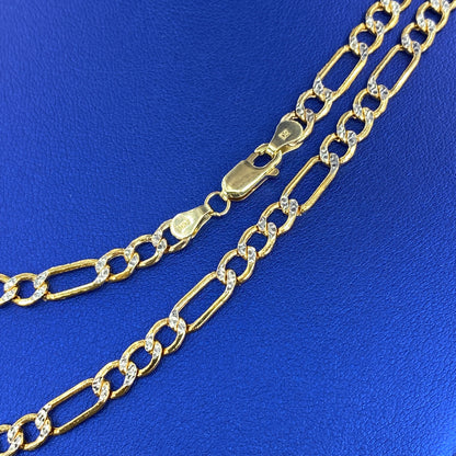 14K 5.2MM Two-Tone Figaro Link Chain 18-20"