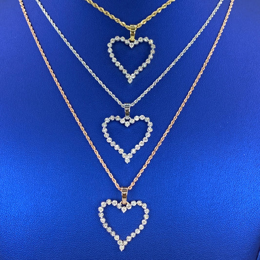 10K/14K Open Heart Diamond Pendant