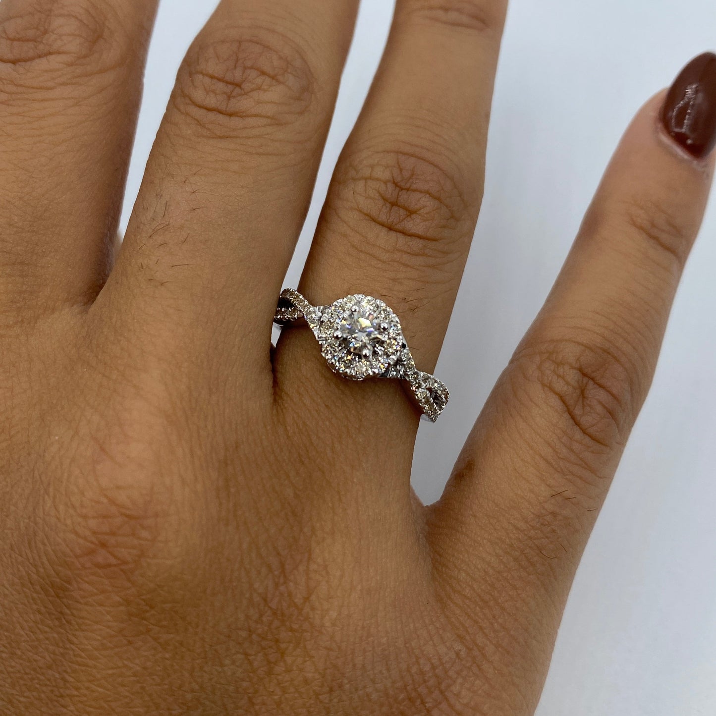14K Large Center Stone with Infinity Band Diamond Engagement Ring