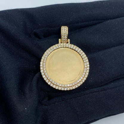 14K Circle Diamond Picture Photo Pendant
