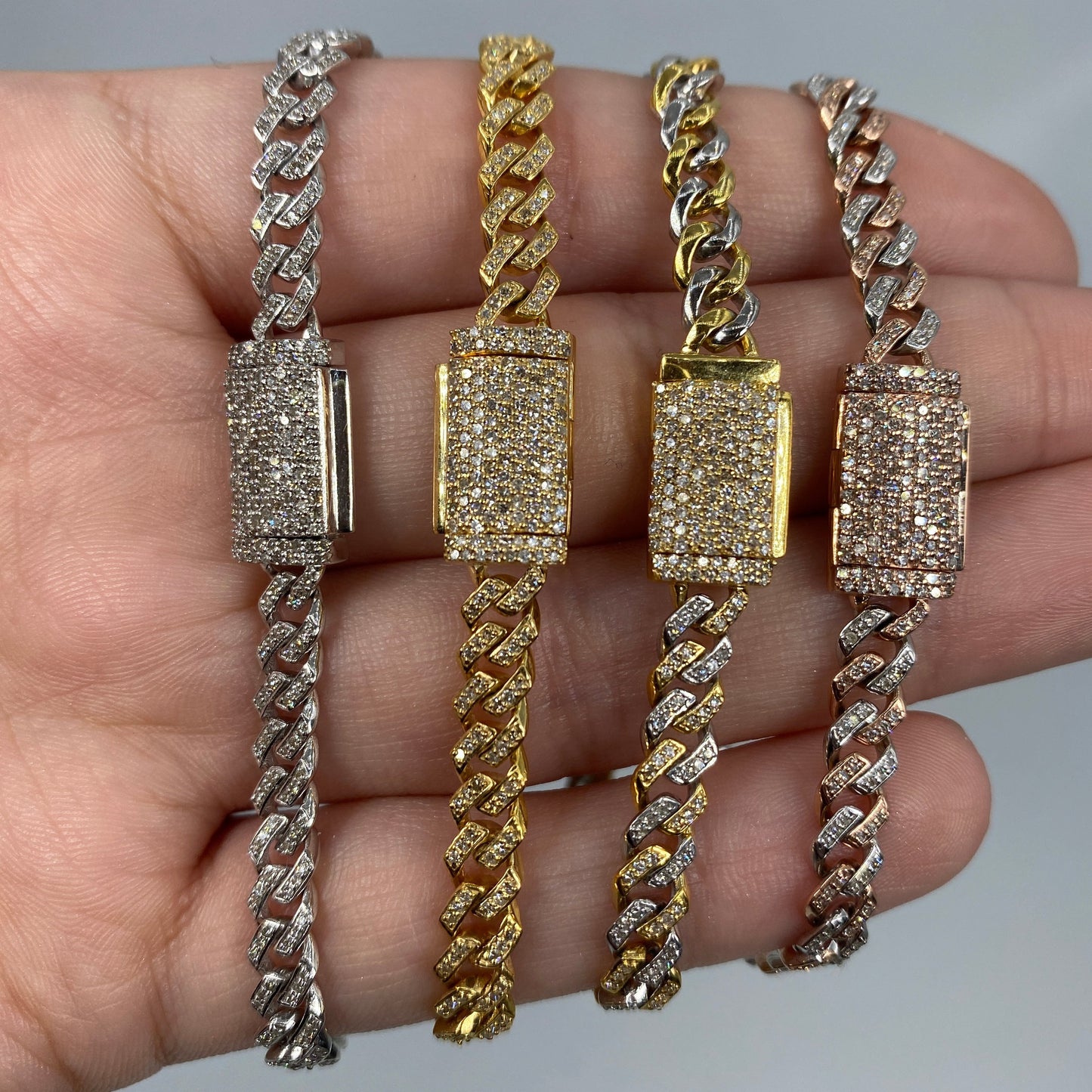 10K 5.5MM Cuban Link Diamond Bracelet 7-8"