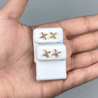 14K Clover Diamond Earrings