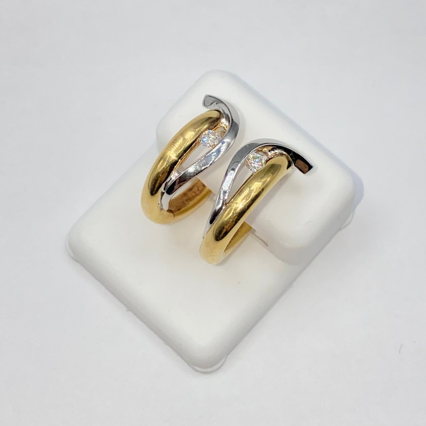 18K Divine Two-Tone Diamond Earrings