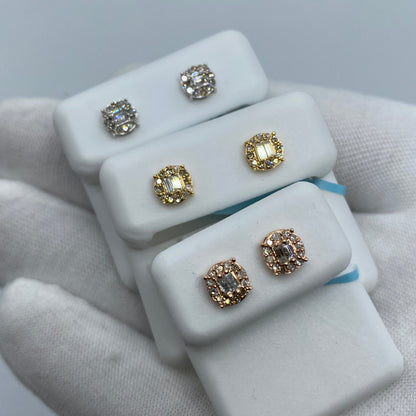 14K Diana Circle Diamond Baguette Earrings