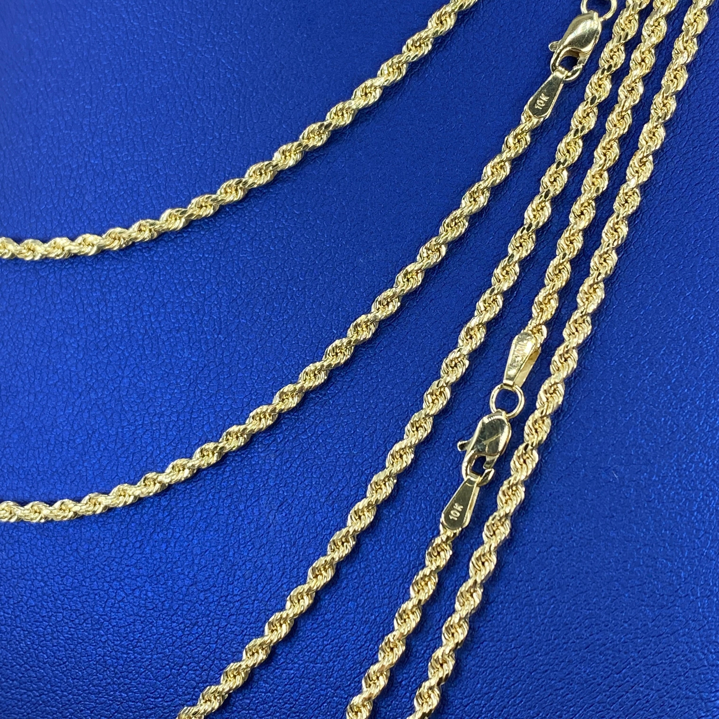 10K Yellow Gold 2MM Rope Chain 16-24