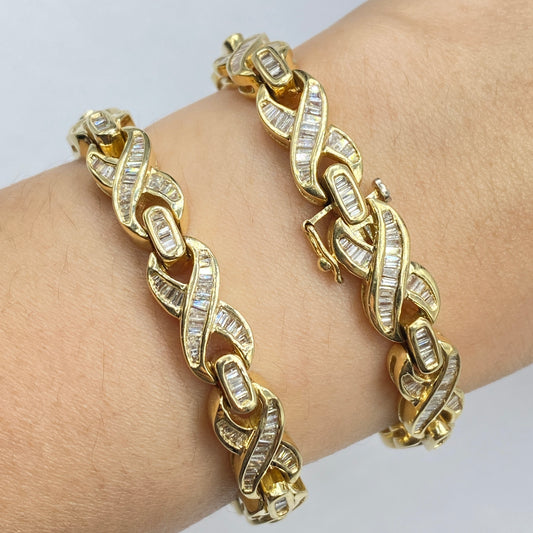 14K Infinity Link Diamond Baguette Bracelet 7"