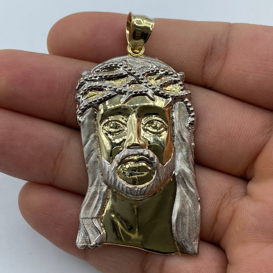 14K Jesus Head Pendant 2.4"