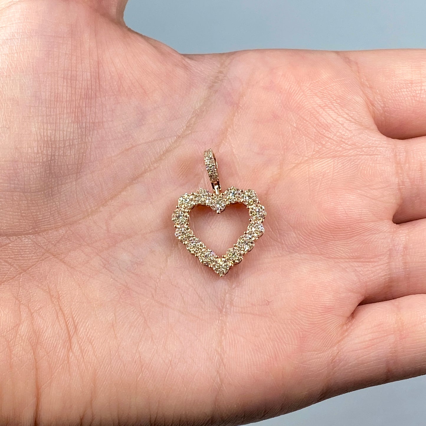 10K/14K Open Heart Diamond Pendant