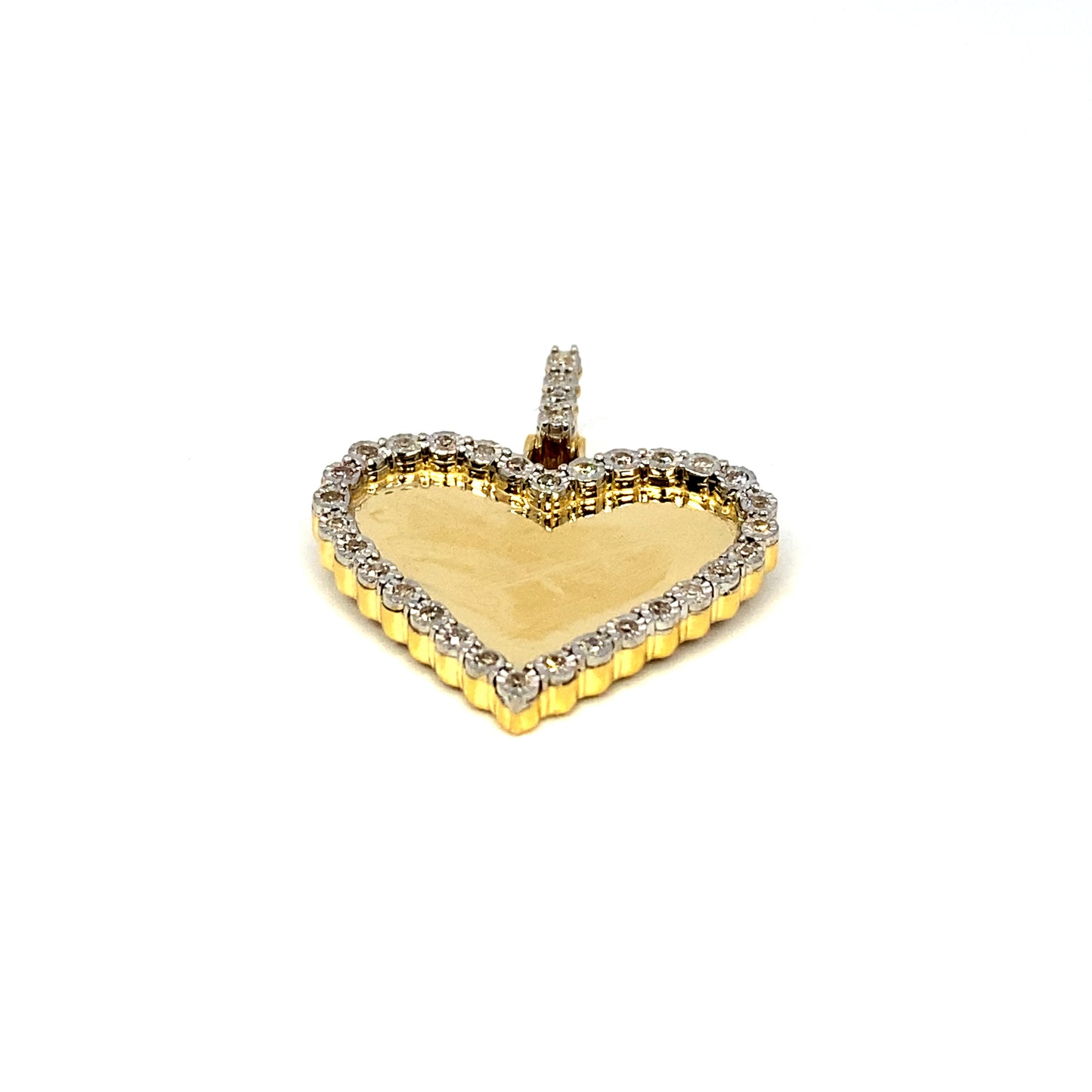 10K Yellow Gold Diamond Heart Plate Pendant