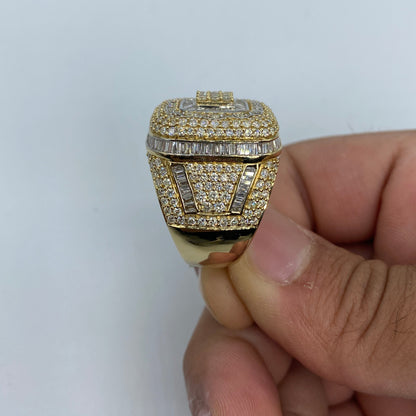 14K Square Jumbo Diamond Baguette Ring