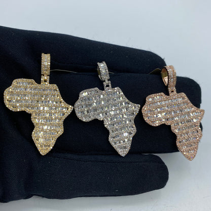 10K Africa Diamond Baguette Pendant