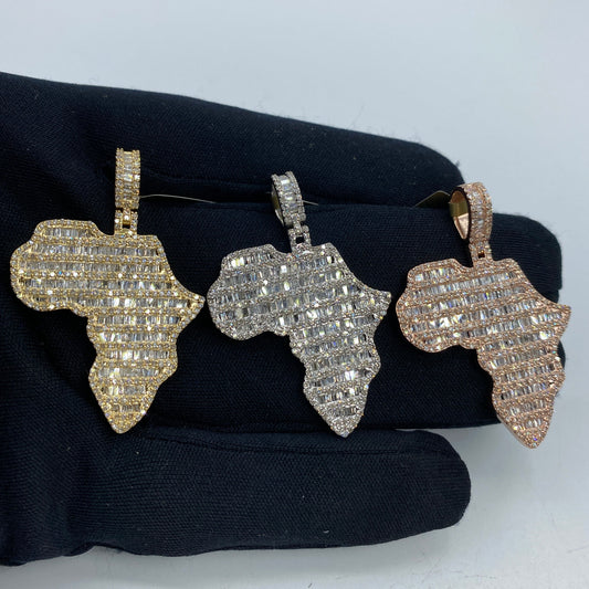 10K Africa Diamond Baguette Pendant