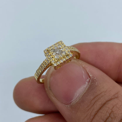 14K 3D Square Diamond Engagement Ring