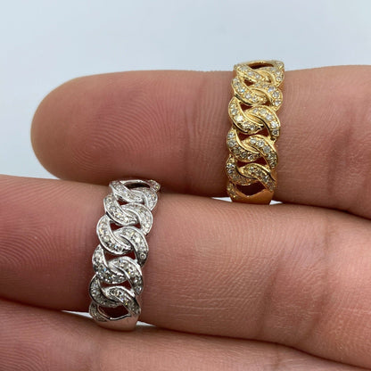 10K Cuban Link Diamond Ring (7mm)