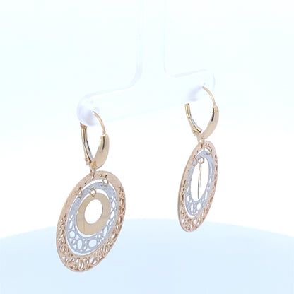 14K Gold Circle Hanging Earrings