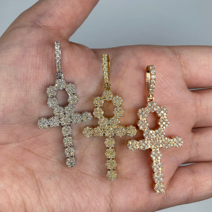 14K Ankh Unkh Cross Diamond Pendant