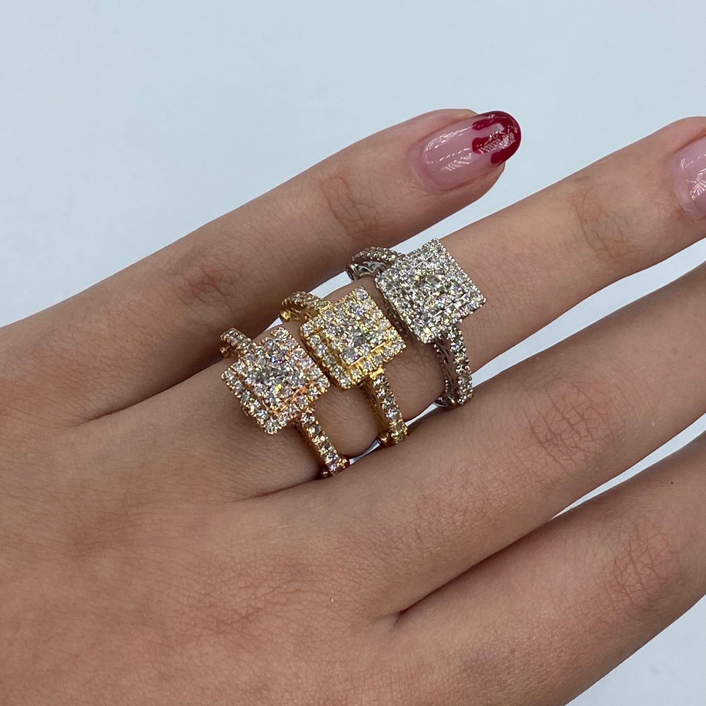 14K Square Diamond Engagement Ring