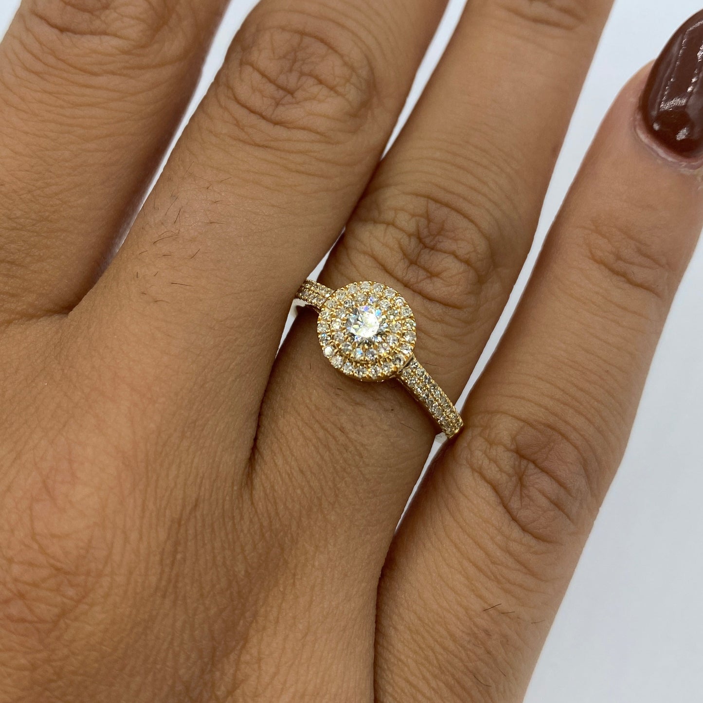 14K Circle Halo Diamond Engagement Ring