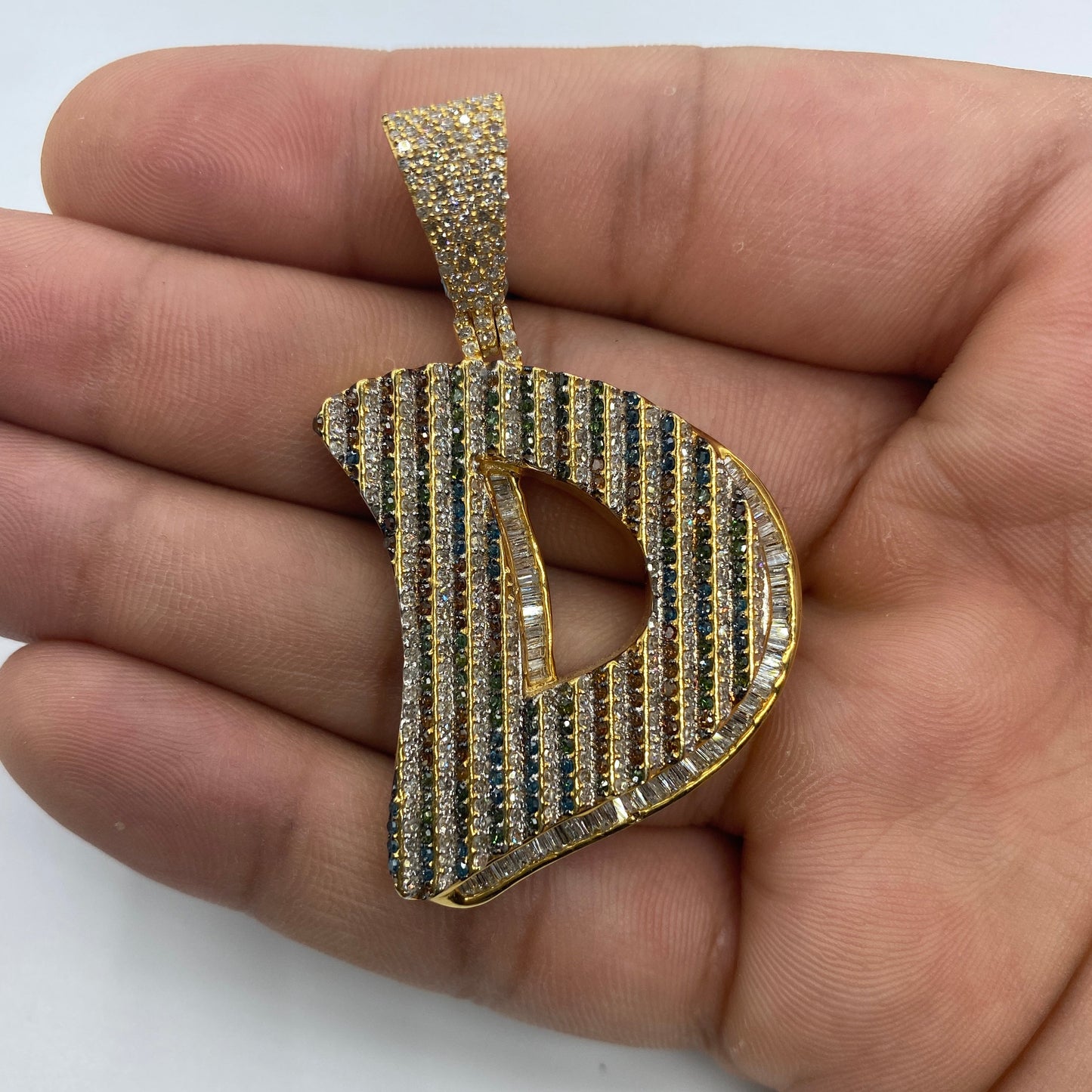 14K Initial D Color Diamond Pendant