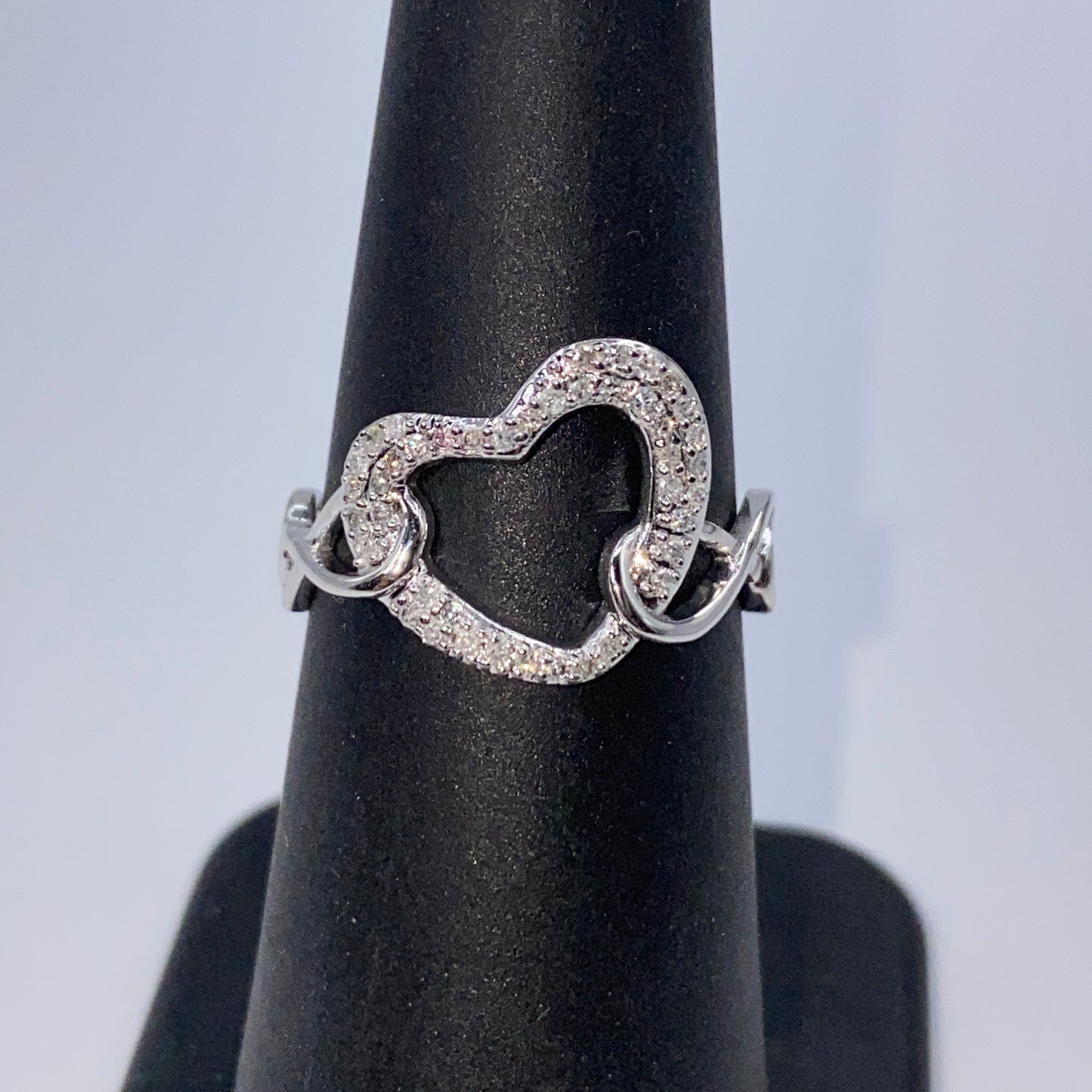 14K Heart Infinity Diamond Ring Adjustable Band