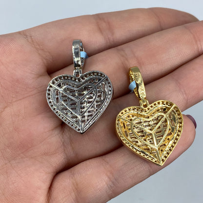 14K Heart Baguette Diamond Pendant