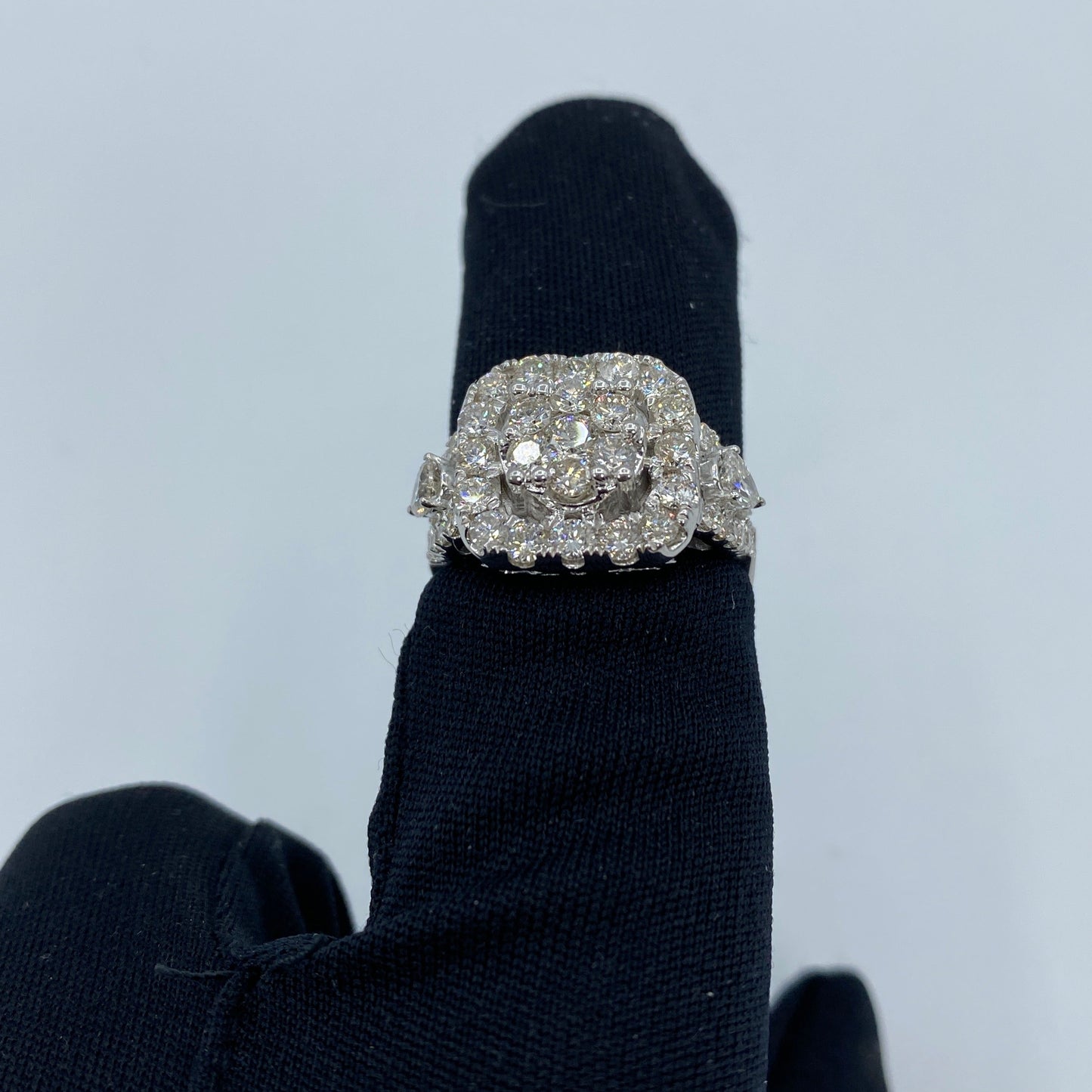 14K Jumbo Rectangle Halo Diamond Engagement Ring