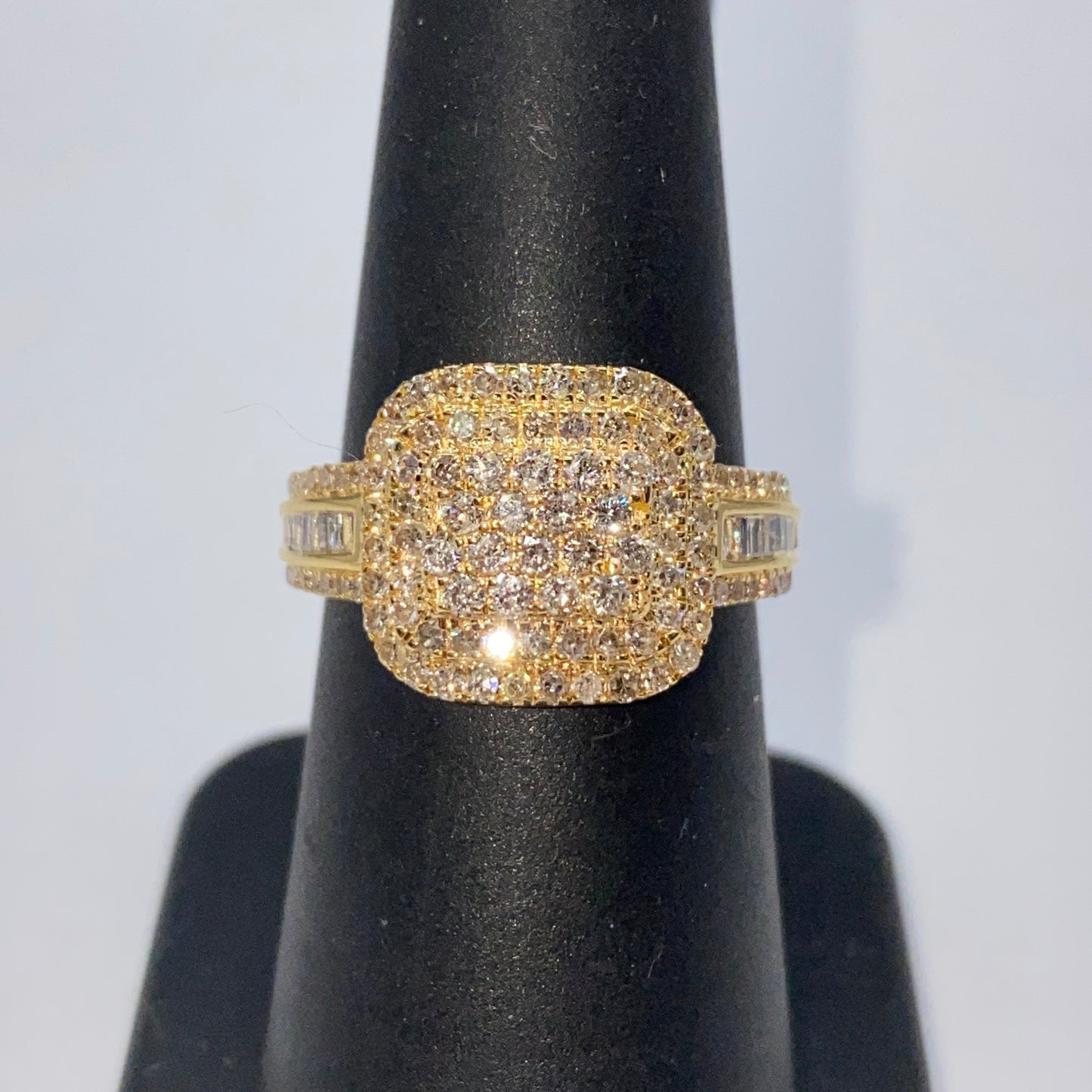 14K Champion Square Diamond Baguette Ring
