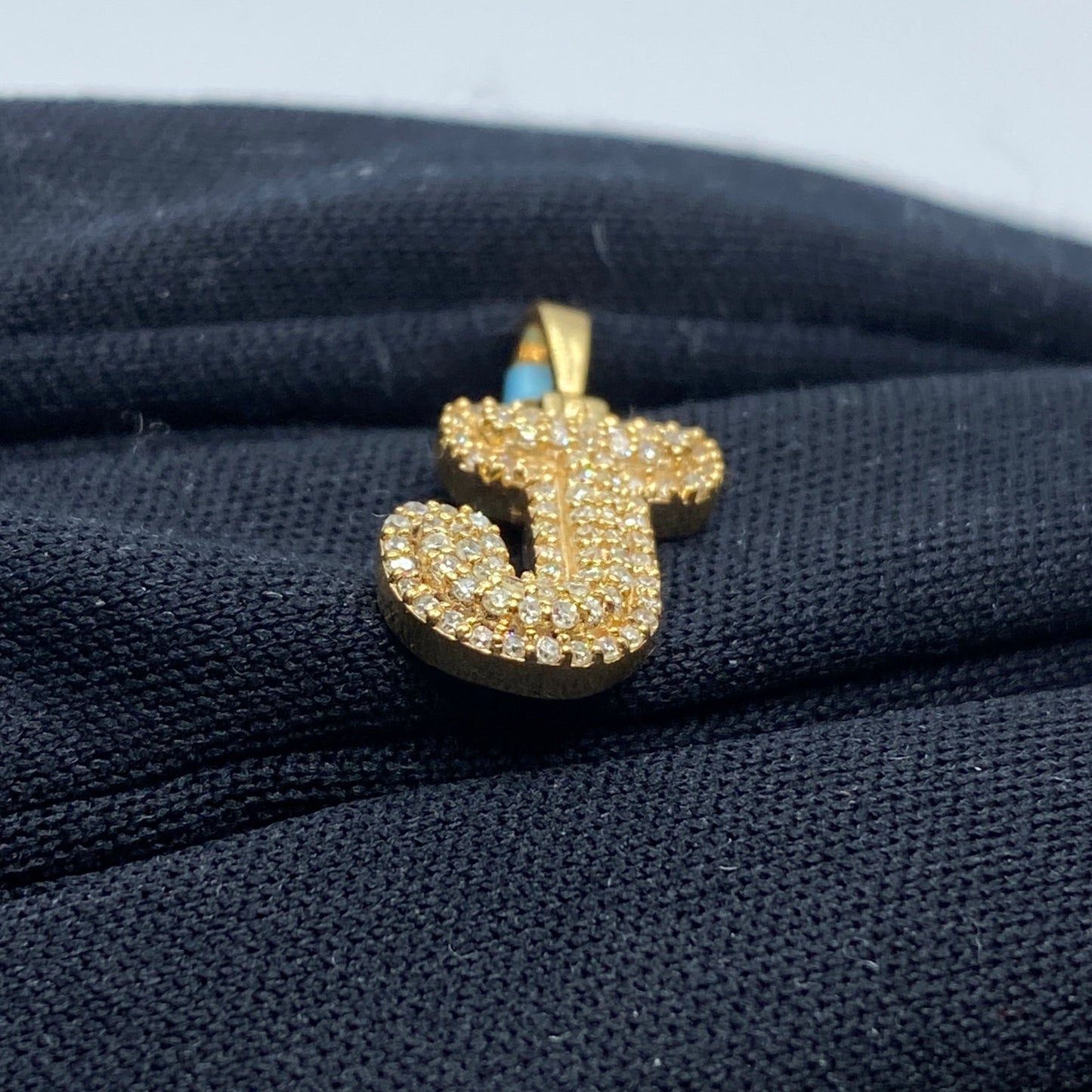 14k Initial J Bubble Pendant