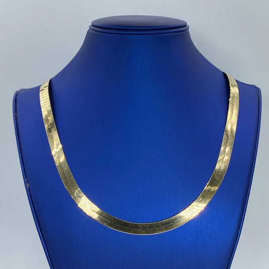 10K 9MM Herringbone Link Necklace 24"