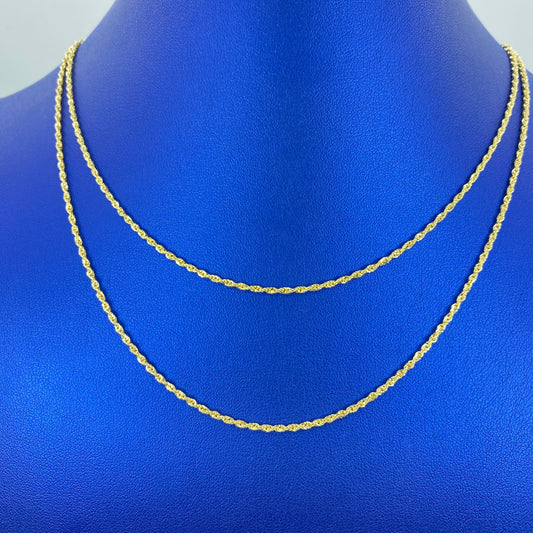 14K 1.2MM Rope Chain 16-18"