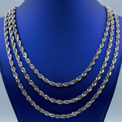 5.8MM Rope Chain in White Gold 20-24"