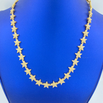 10K 11MM Star Link Diamond Chain Necklace 20"