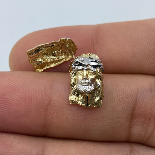 14K Jesus Head Earrings 0.5"