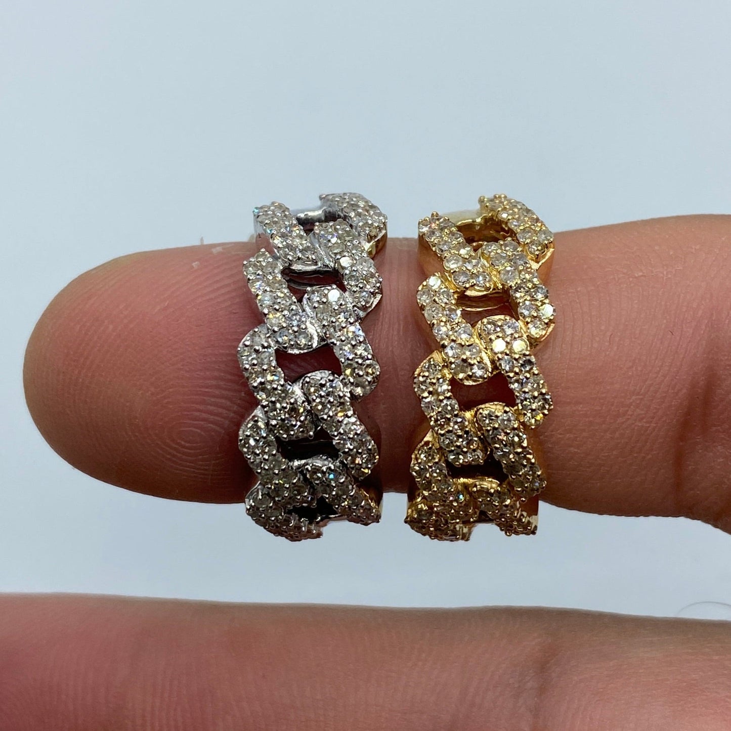 14k Gold 9MM Cuban Link Diamond Ring
