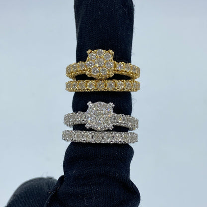 14K Bloom Circle Diamond Engagement Ring with Stacking Band