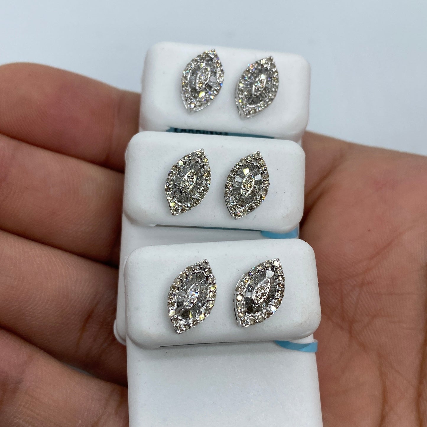 14K Eye Diamond Baguette Earrings