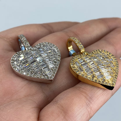 14K Heart Baguette Diamond Pendant