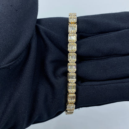 10K 6MM Diamond Baguette Bracelet 8"
