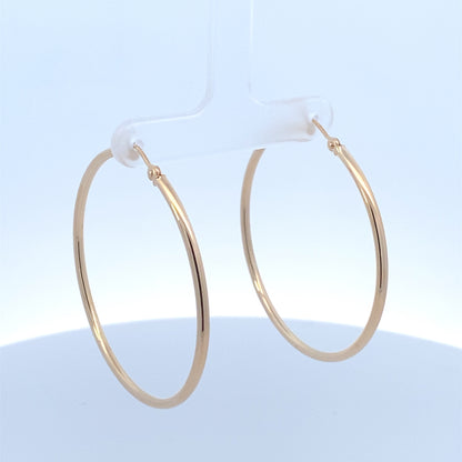 14K Gold Medium 2MM Hoop Earrings