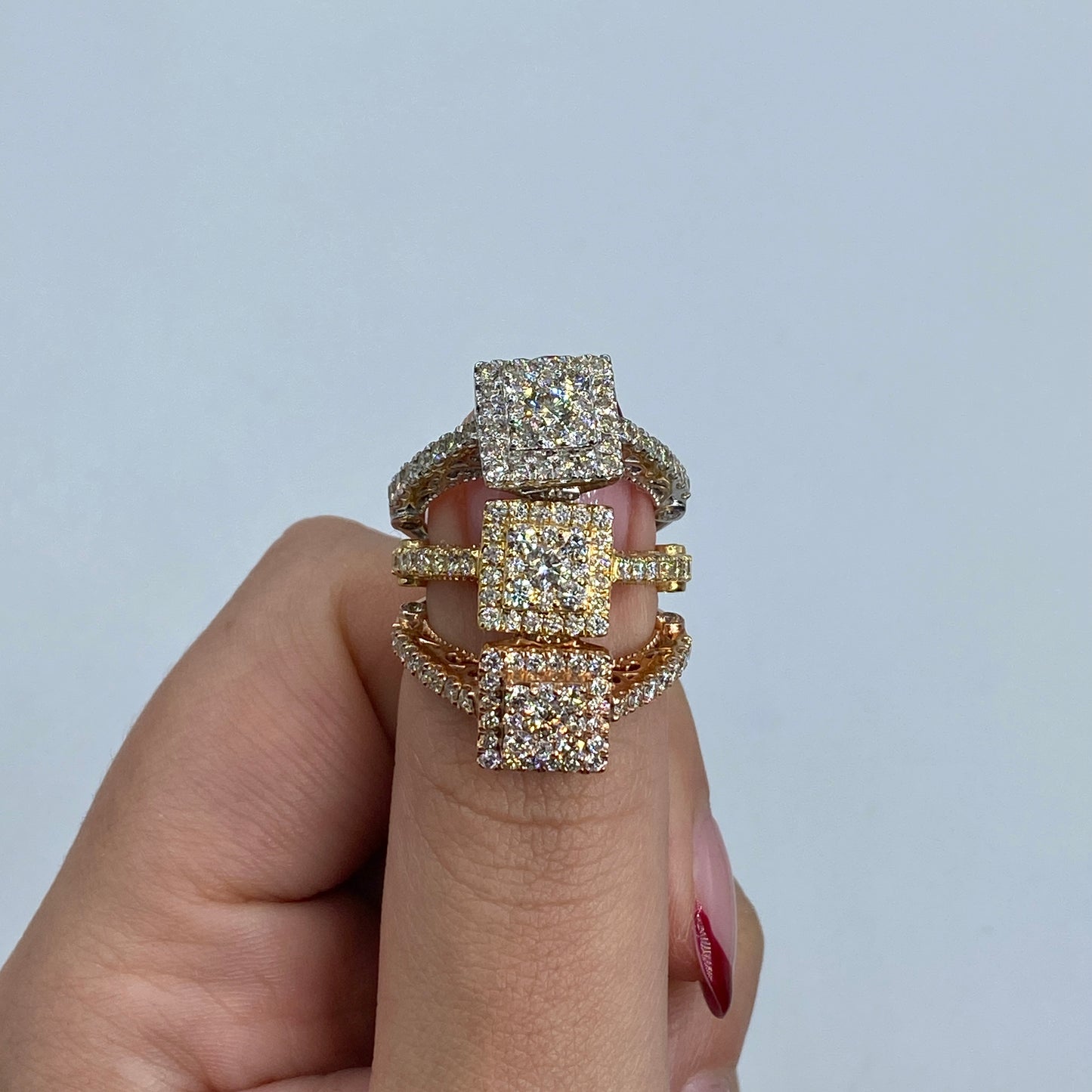 14K Square Diamond Engagement Ring
