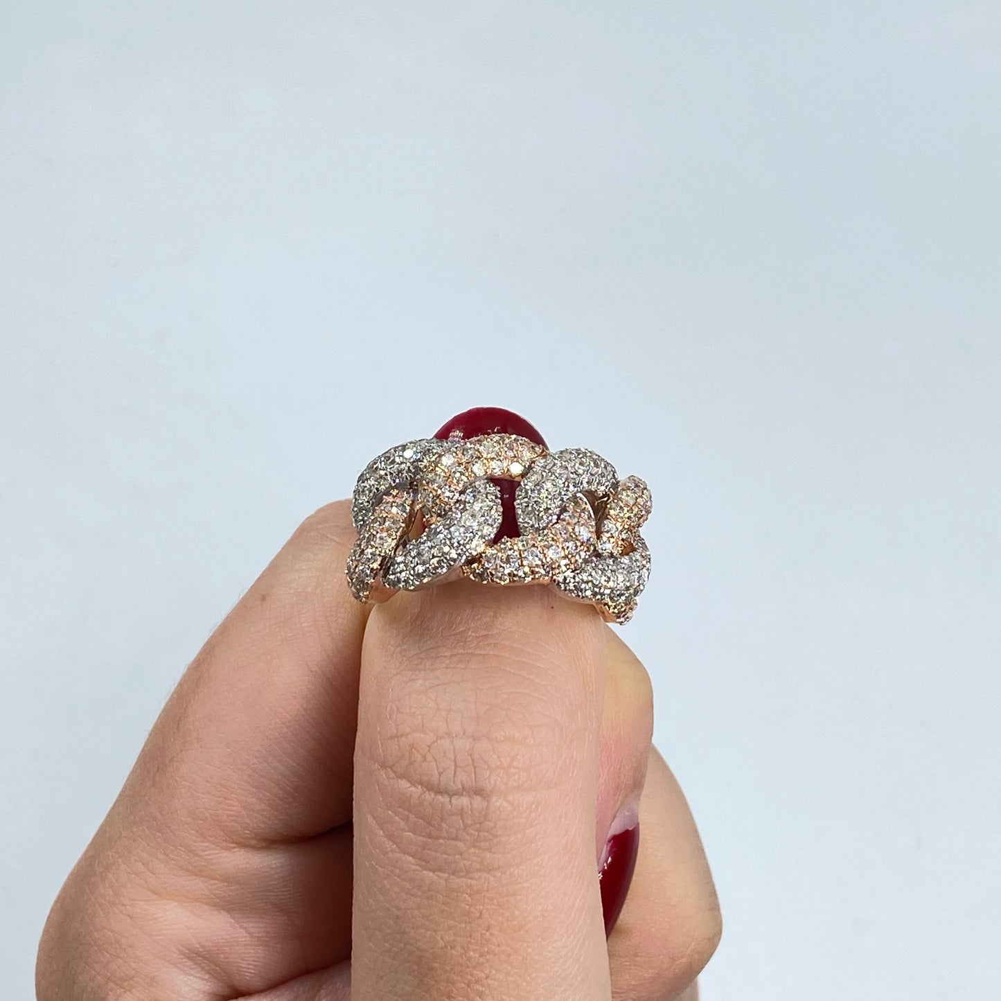 14K Two-Tone Cuban Link Diamond Ring