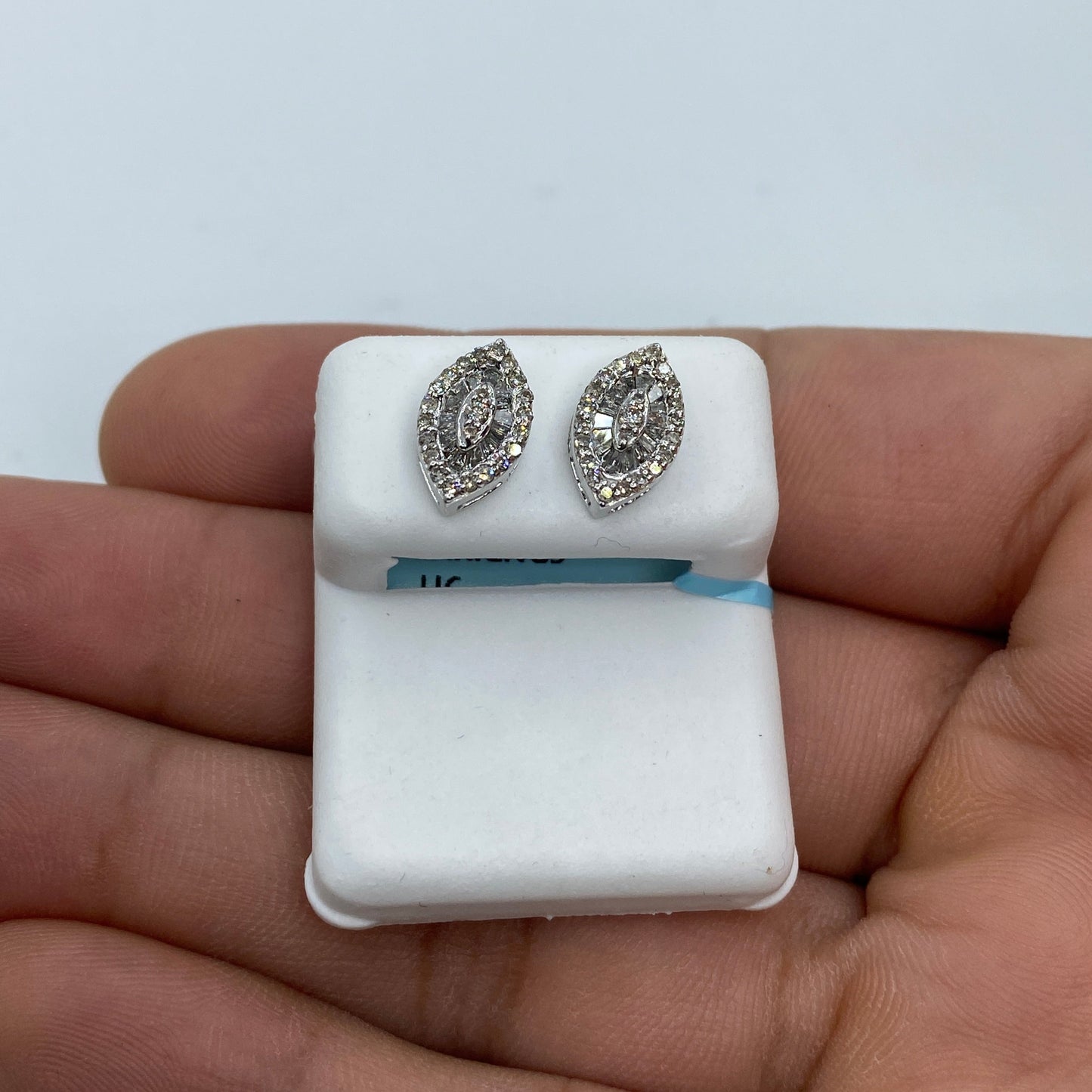 14K Eye Diamond Baguette Earrings