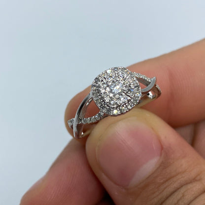 14K Diamond Spiral Engagement Ring