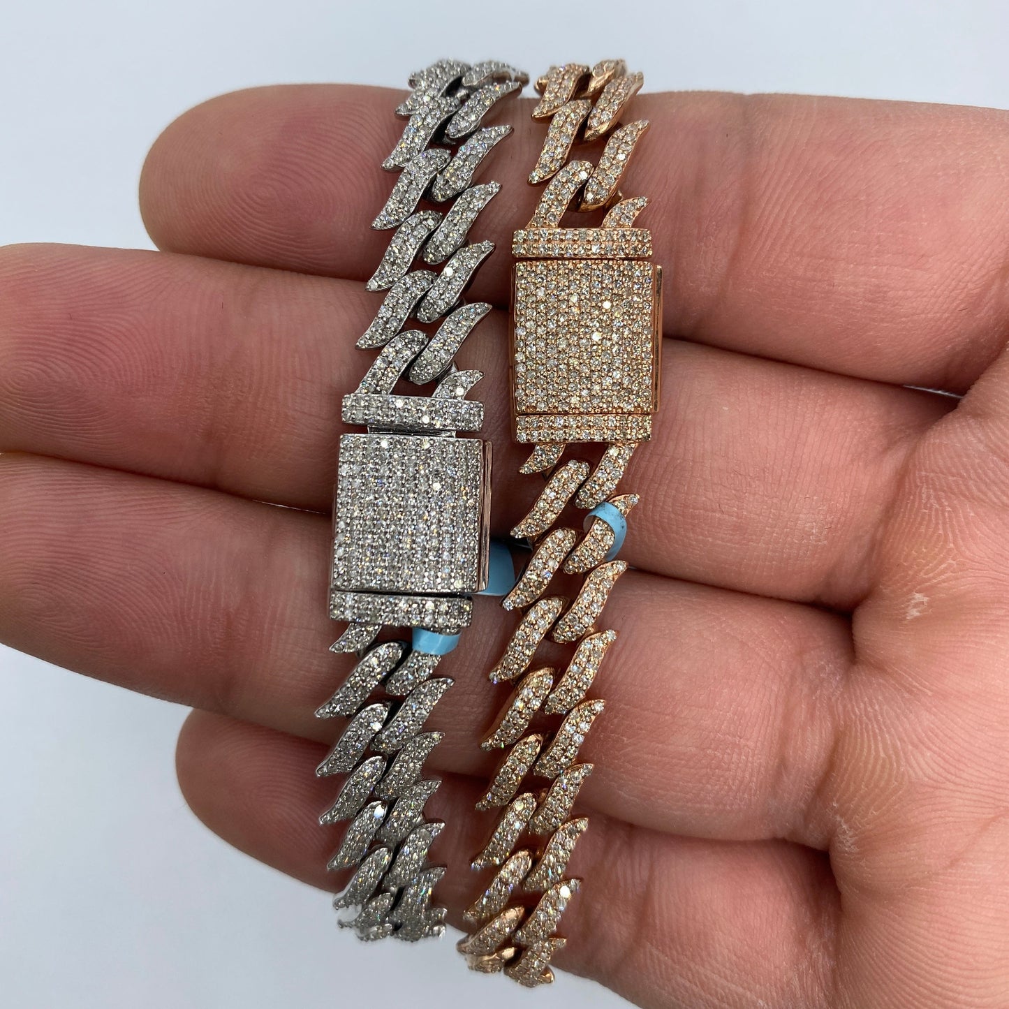14K 10MM Thorn Cuban Link Diamond Bracelet 8"