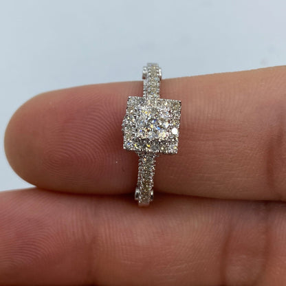 14K 3D Square Diamond Engagement Ring
