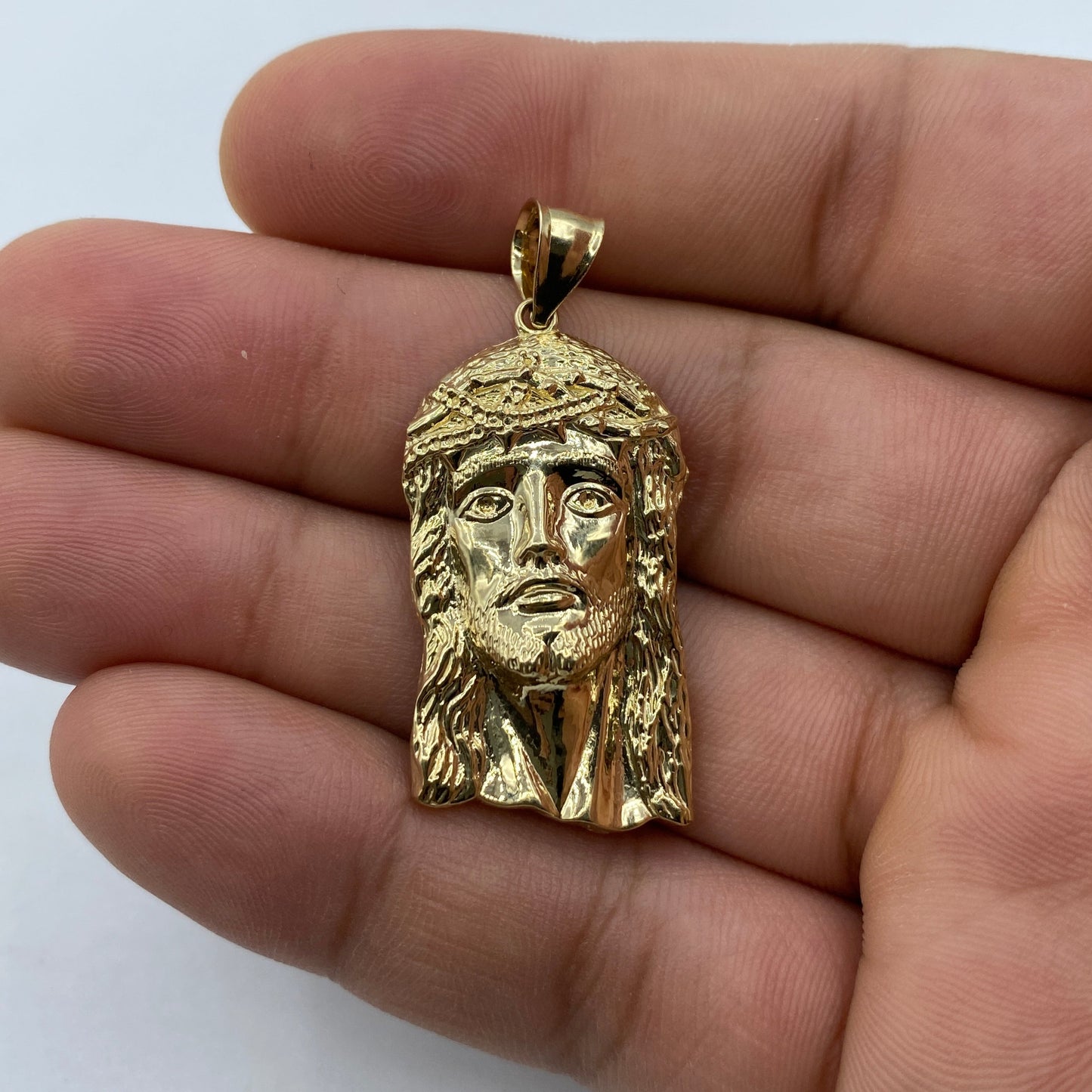 14K  Jesus Head Pendant 1.6"