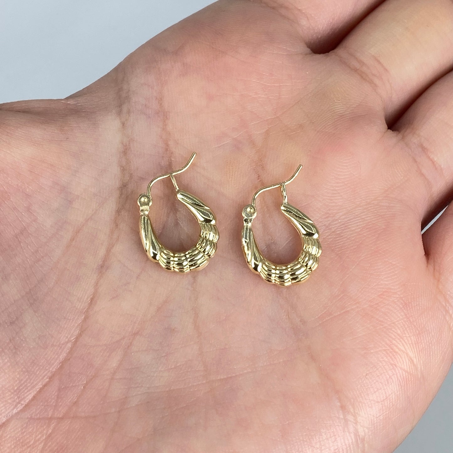 10K Seashell Oval Hoop Earrings
