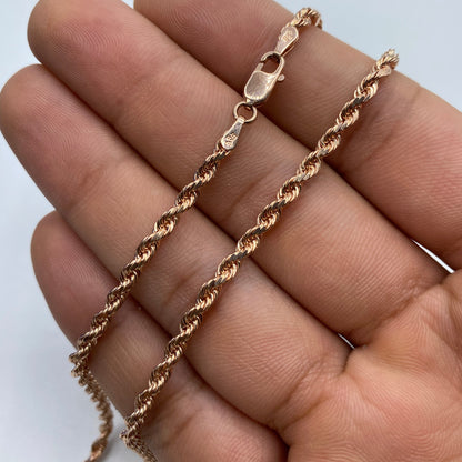 14K Rose Gold 3.2MM Rope Chain 16-30"